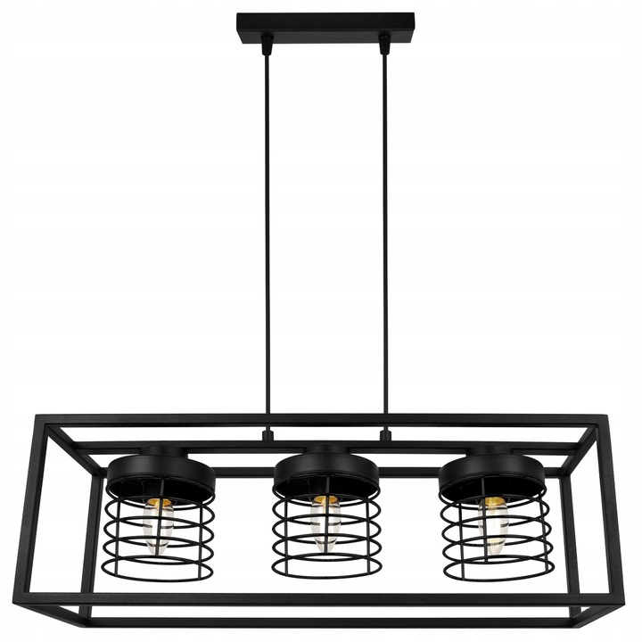 Pendul triplu Rasti Cage, Light Home, Metal, Soclu E27, 50 cm, Multicolor