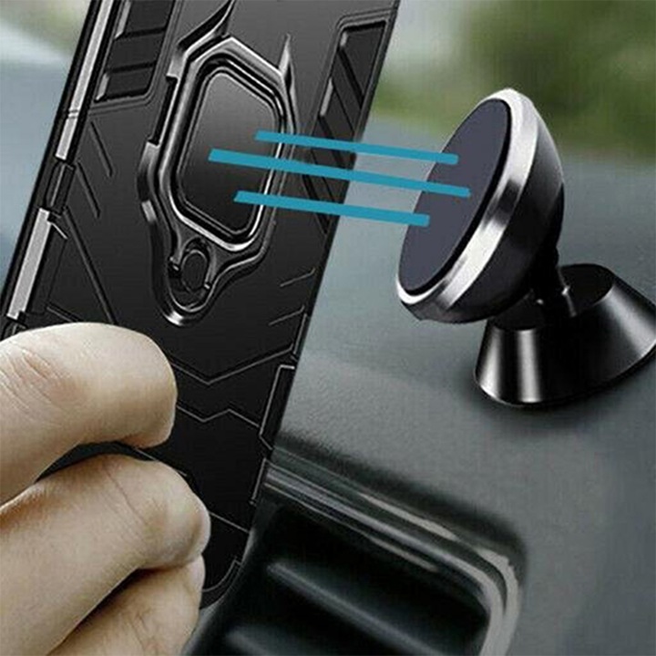 Защитен калъф за Samsung Galaxy S22 Ultra, Army Shield, Hybrid Armor, Ring Holder, Aziao Tech, Черен