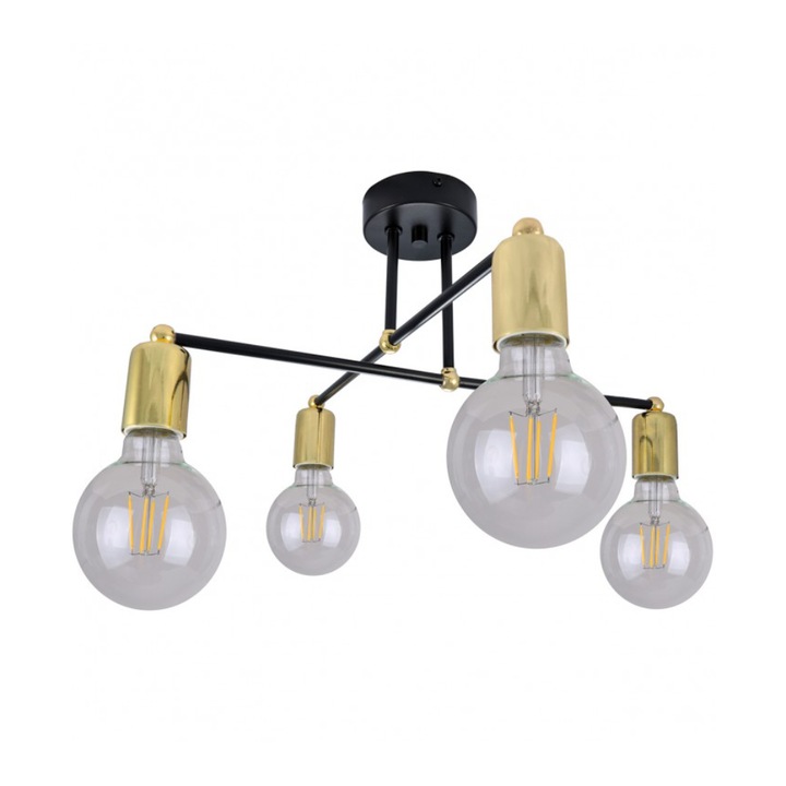 Плафон, Light Home, Метал, E27, 60 W, Черен/Златист