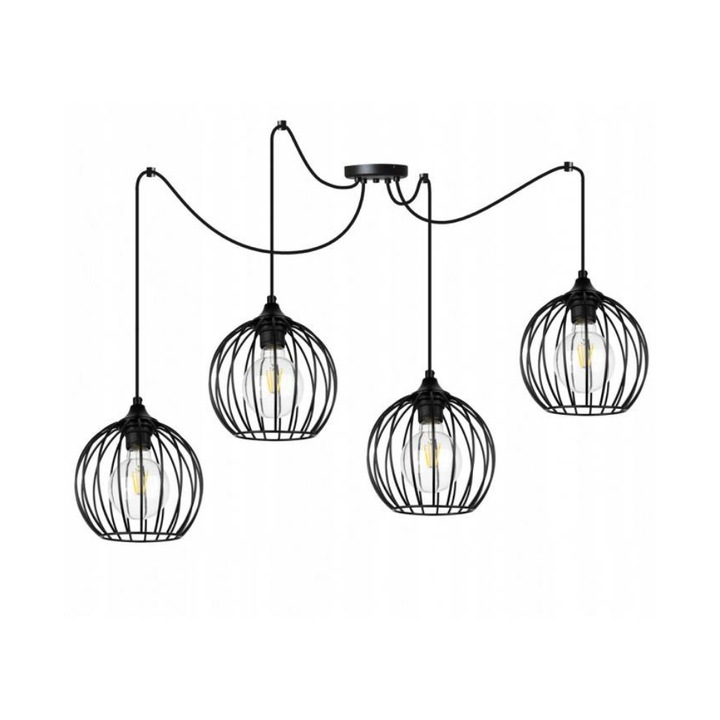 Четворeн полилей Light Home, Lampshade, Метал, Цокъл E27, 50 см, Черен