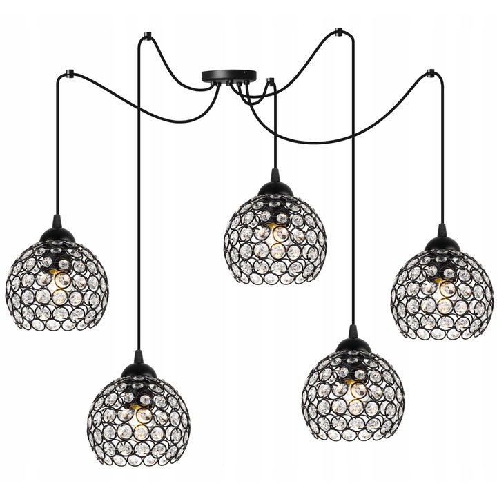 Pendul multiplu Spider, Light Home, Metal, Soclu E27, 150 cm, Negru