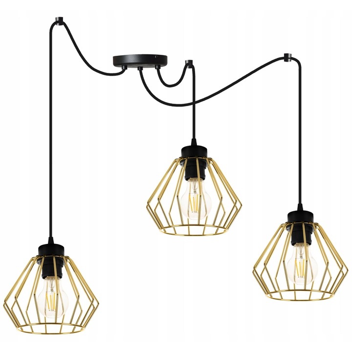 Pendul triplu Spider, Light Home, Metal, Soclu E27, 100 cm, Multicolor