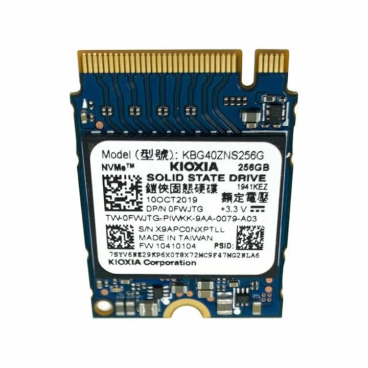 SSD Toshiba KIOXIA KBG40ZNS256G, 256GB, PCIe Gen3 x4, format 2230, 30 mm