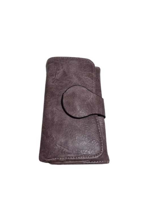 Дамски портфейл от синтетична кожа, закопчаване с магнитен капак, 15x9 см, лилав