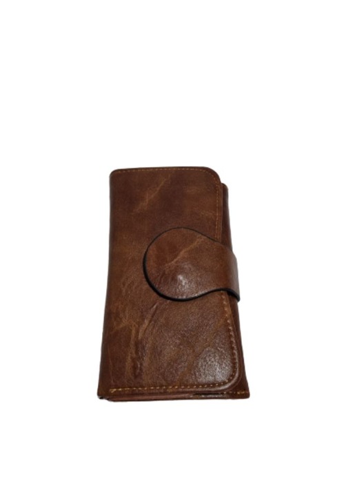 Portofel dama piele sintetica, inchidere cu clapeta magnetica, 15x9cm, maro