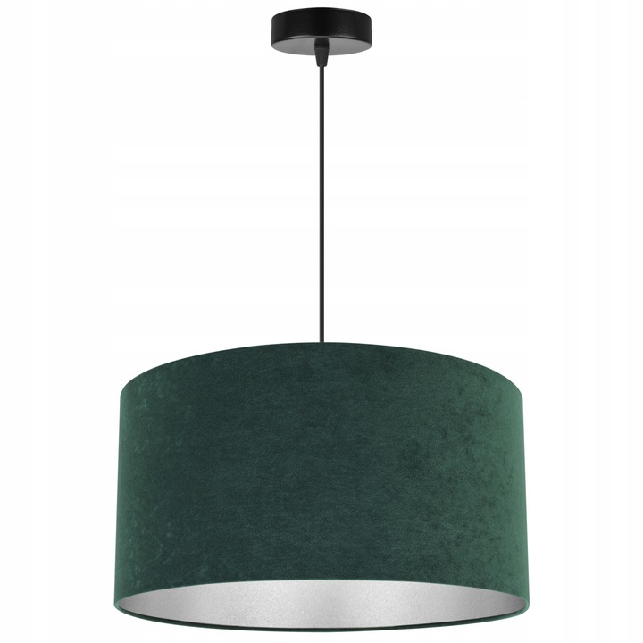 Plafoniera suspendata cu abajur, Light Home, Mediolan, reglabile, Lungime 100 cm, Latime 35 cm, Abajur 35 cm, E27, 1 punct de lumina, material textil, Verde/Crom