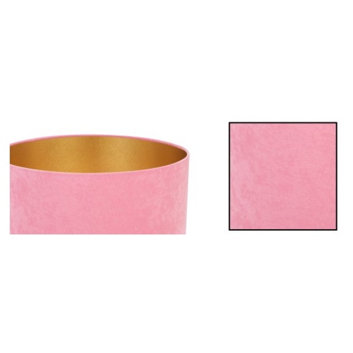 Plafoniera suspendata cu abajur, Light Home, Mediolan, reglabile, Lungime 100 cm, Latime 35 cm, Abajur 35 cm, E27, 1 punct de lumina, material textil, Roz/Auriu