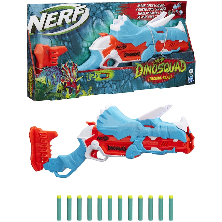 Бластер Nerf Dinosquad - Tricerablast, 12 стрели