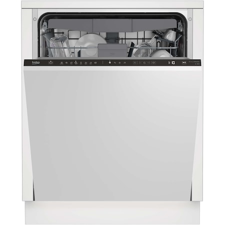 Masina de spalat vase incorporabila Beko BDIN38521Q, 15 seturi, 8 programe, Motor ProSmart Inverter, Fast+, Extra Drying, AutoGlassShield ®, Cos tacamuri flexibil, Clasa E, 60 cm