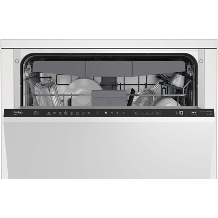 Masina de spalat vase incorporabila Beko BDIN38521Q, 15 seturi, 8 programe, Motor ProSmart Inverter, Fast+, Extra Drying, AutoGlassShield ®, Cos tacamuri flexibil, Clasa E, 60 cm