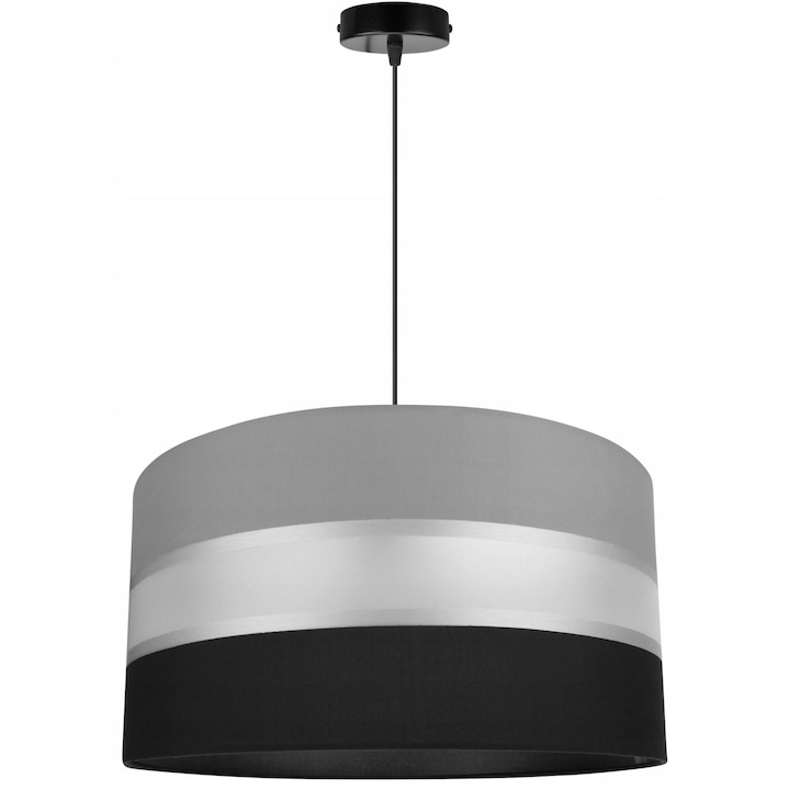 Lustra suspendata, Light Home, Reglabila, 90 cm, E27, Alb/Negru/Gri