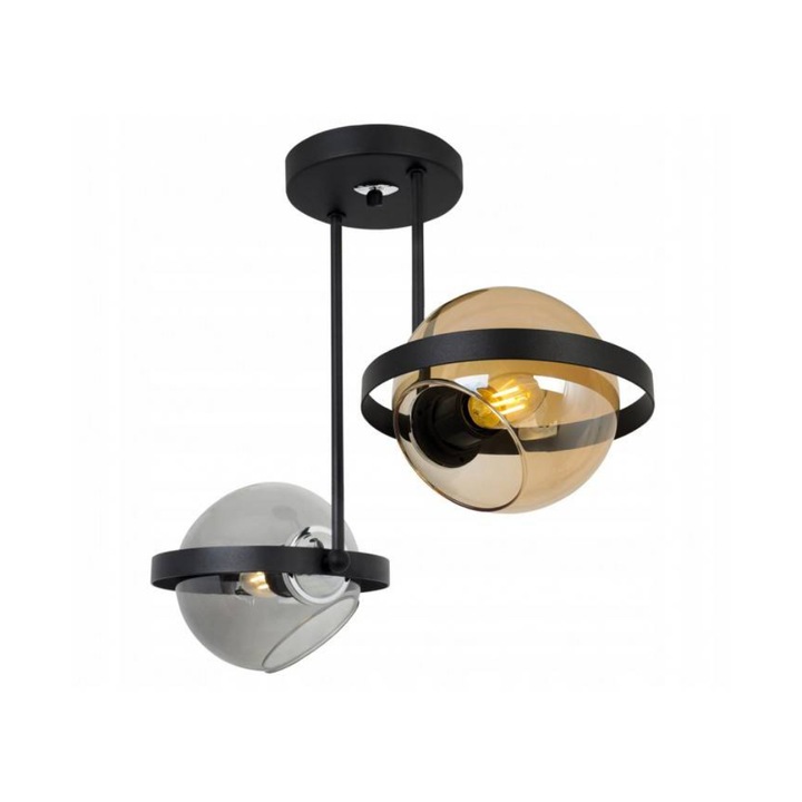 Модерен полилей, Light Home, Метал, Стъкло, Абажур Сфера, 40 см, E27, Многоцветен