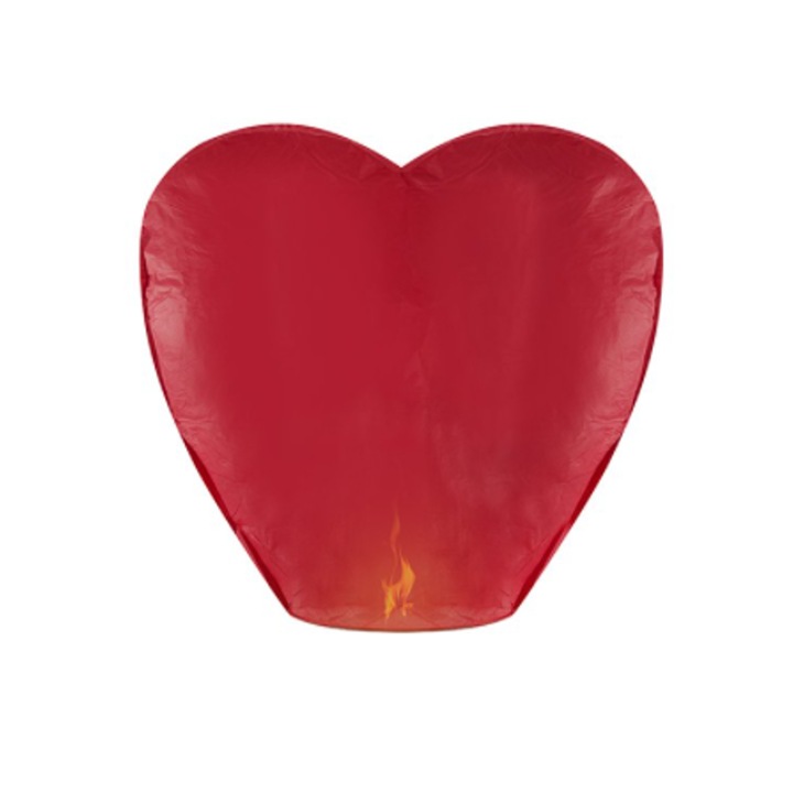 Lampion zburator inima din hartie, rosu, Valentines, 38x55x96 cm