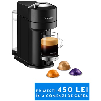 Espressor Nespresso by Krups Vertuo Next Premium XN910810, 19 Bar, 1500W, Centrifusion, Conectare la telefon, 1.1L, Negru, set capsule degustare inclus