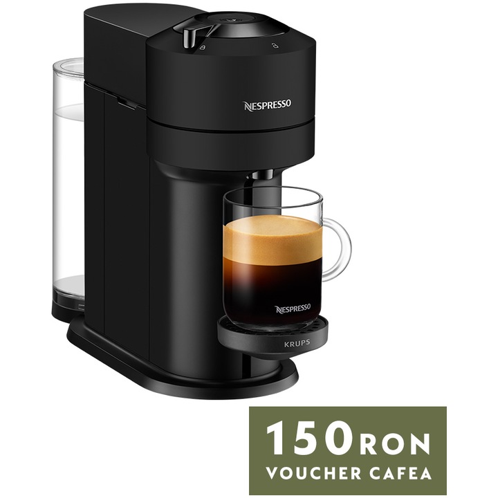 Espressor Nespresso by Krups Vertuo Next Premium XN910N10, 1500W, Centrifusion™, Conectare la telefon, 1.1L, Negru mat + set capsule degustare