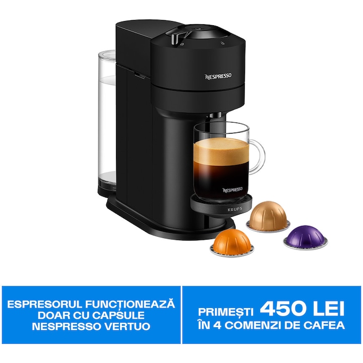 Pachet Espressor Nespresso De'Longhi Essenza Mini Black, 19 bari, 1260 W, 0.6 l + Aparat pentru spumare lapte AEROCCINO 3 Black 410W, set capsule degustare inclus