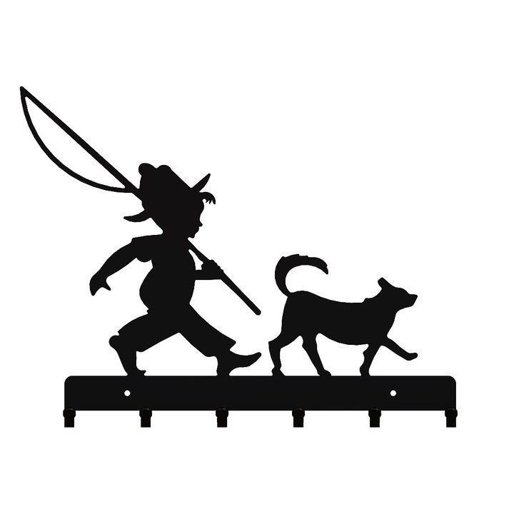 Закачалка за ключове SCUT PROTECTION SRL рибар, 6 куки, 25 x 21 см, черен