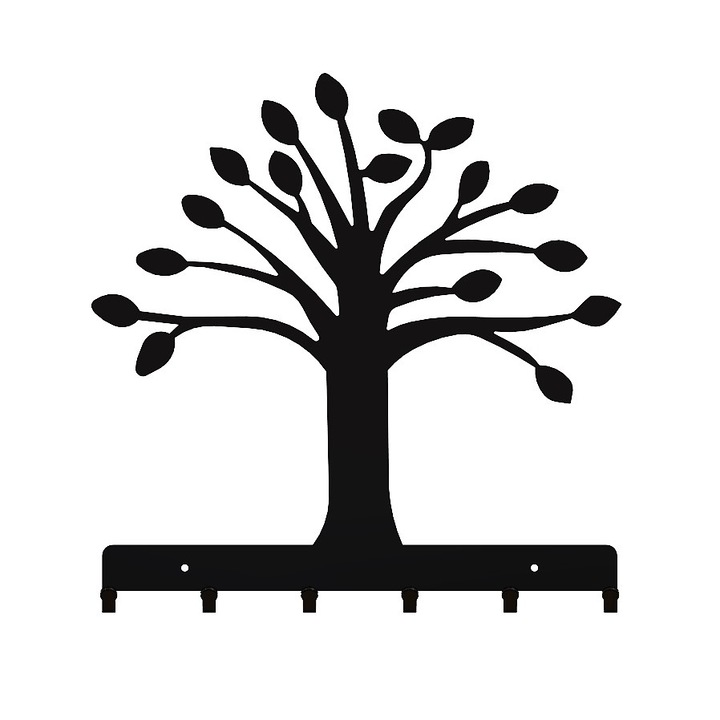 Закачалка за ключове SCUT PROTECTION SRL Дървото на живота, 6 куки, 26 x 15 см, Черен