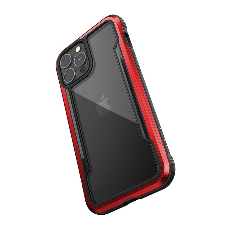 Удароустойчив калъф X-Doria Raptic Shield Pro за iPhone 13 Pro Max, червен/прозрачен