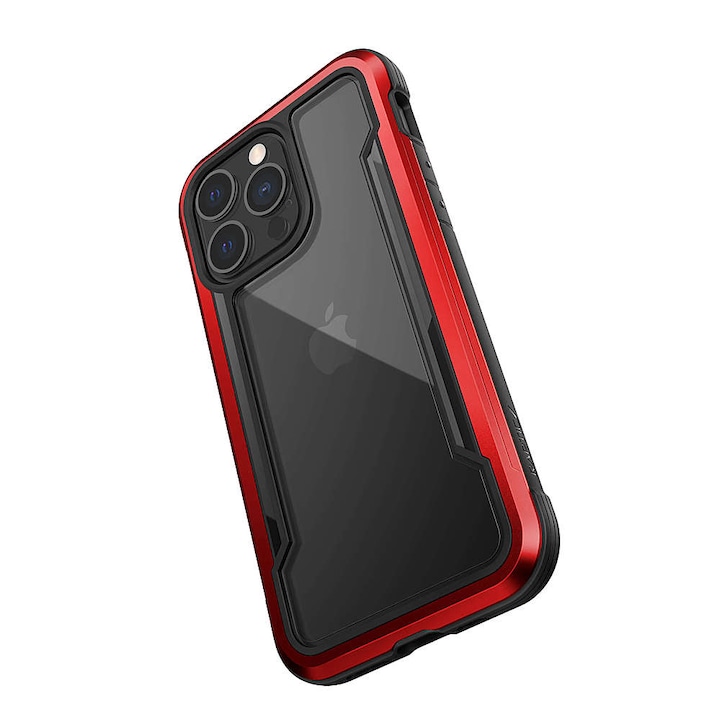 Удароустойчив калъф X-Doria Raptic Shield Pro за iPhone 13 Pro, червен/прозрачен