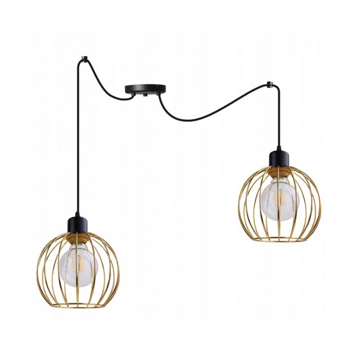 Kosár dupla medál, Light Home, Fém, E27 foglalat, 80 cm, Fekete