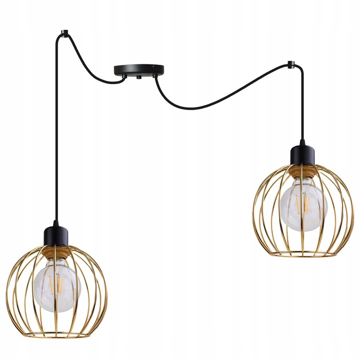 Pendul dublu Basket, Light Home, Metal, Soclu E27, 80 cm, Negru