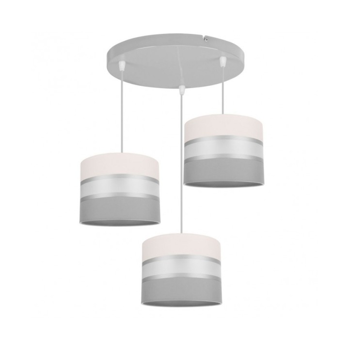 Полилей Light Home, С 3 абажура, E27, 100 см, Метал, Бяло/Сиво