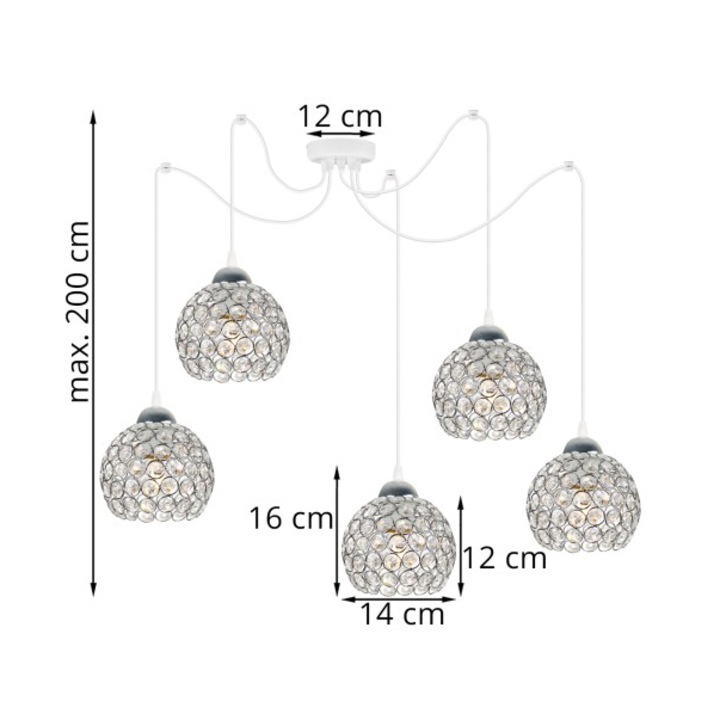 Pendul multiplu Spider, Light Home, Metal, Soclu E27, 80 cm, Multicolor