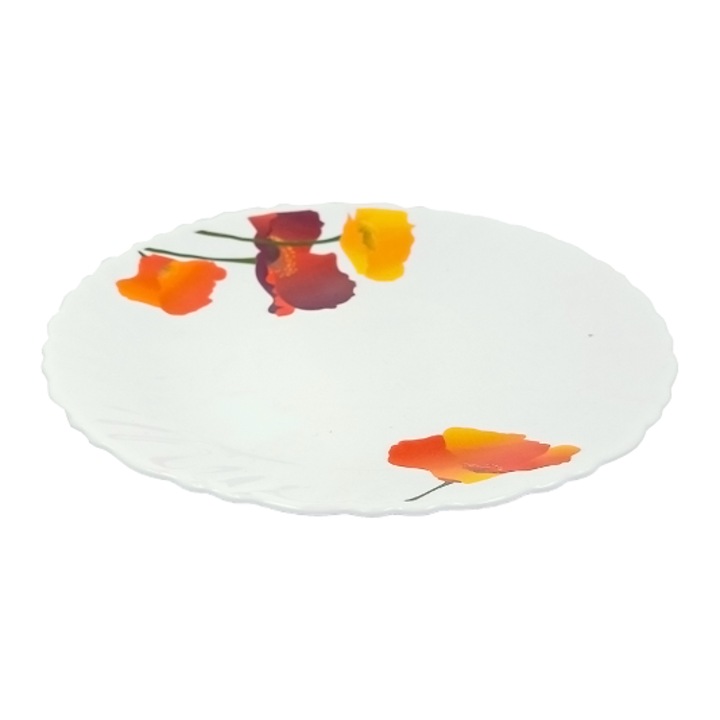 Set 6 farfurii intinse desert opal Clini 19 cm model maci