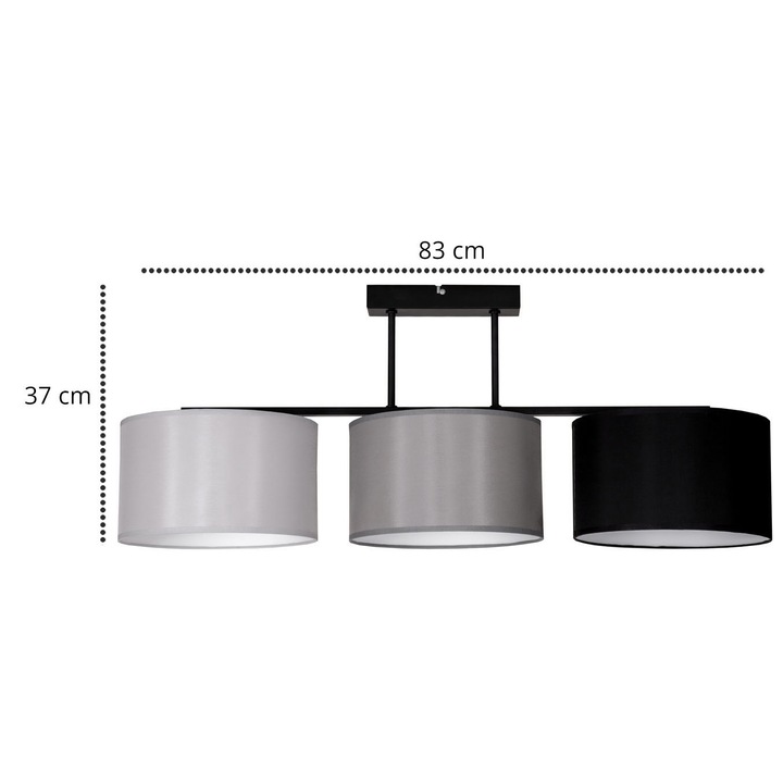 Pendul triplu Lampshade, Light Home, Metal, Soclu E27, 80 cm, Multicolor