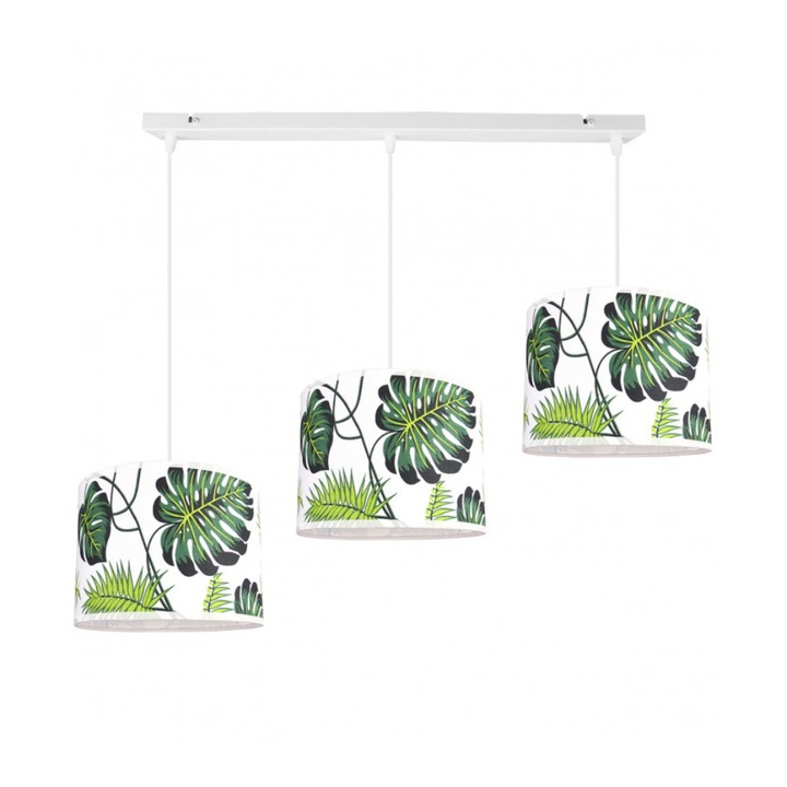 Троен пендел Абажур, Light Home, Метал, Цокъл E27, 80 см, Зелен