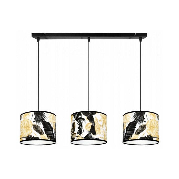 Абажур троен пендел, Light Home, Метал, Фасунга E27, 80 см, Многоцветен