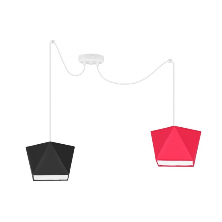 Висящ полилей, Light Home, С 3 абажура, E27, 200 см, Червен/Черен