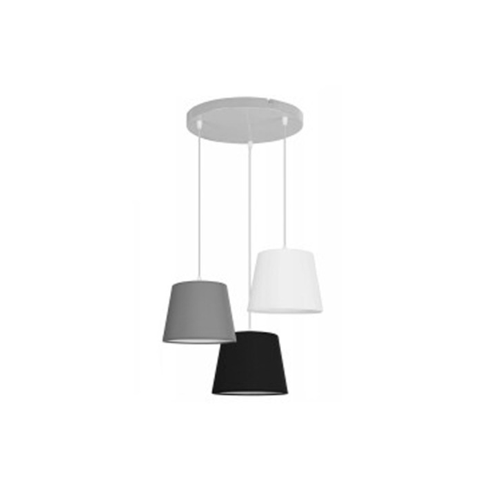 Lustra suspendata, Light Home, Milano, 3 puncte de lumina, E27, 230V, 60W, 100x30cm, Clasa A, LED, Metal, Alb/Negru/Gri