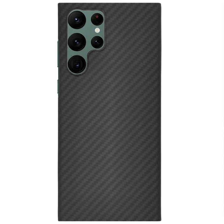 Husa fibra de carbon SILKASE pentru Samsung S22 Ultra, aramid kevlar, negru mat