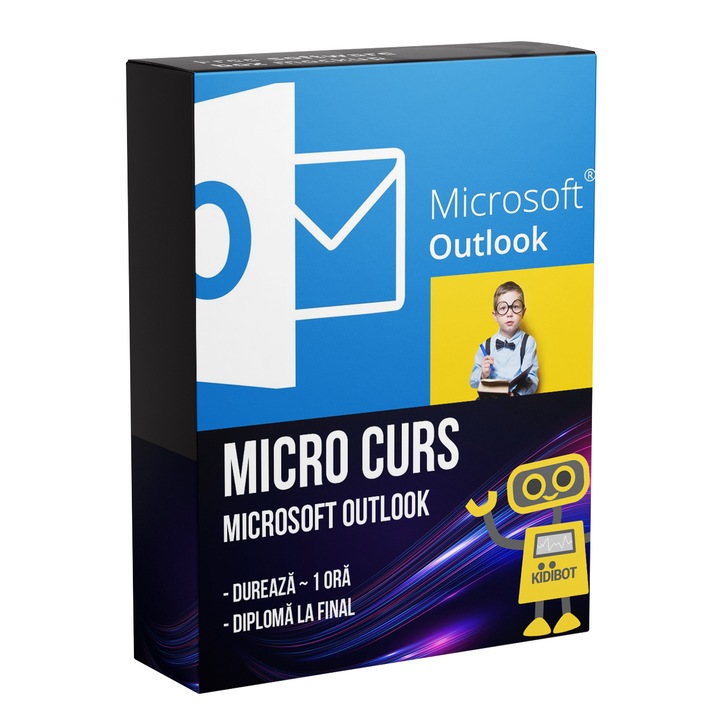 Microcurs Microsoft Outlook pentru copii si incepatori, durata 1 ora, diploma la final