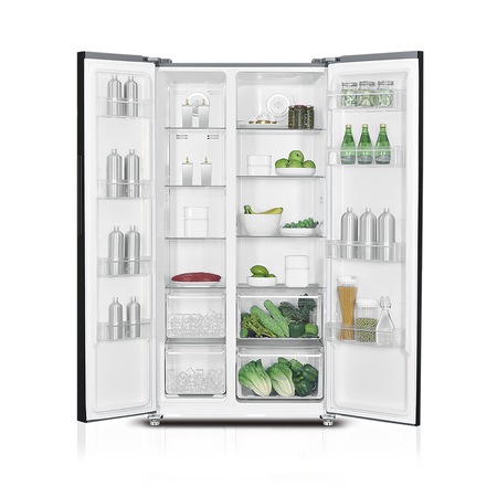 Syde by Side Pyramis FSO189 Black Glass, total NO FROST, clasa F, capacitate totala 532 lt, display Touch Control, iluminare LED