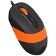 Egér A4tech, FM10, PC vagy NB, vezetékes, USB, optikai, 1600 dpi, 4/1 gombok / görgető, fekete / narancs