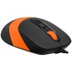 Egér A4tech, FM10, PC vagy NB, vezetékes, USB, optikai, 1600 dpi, 4/1 gombok / görgető, fekete / narancs