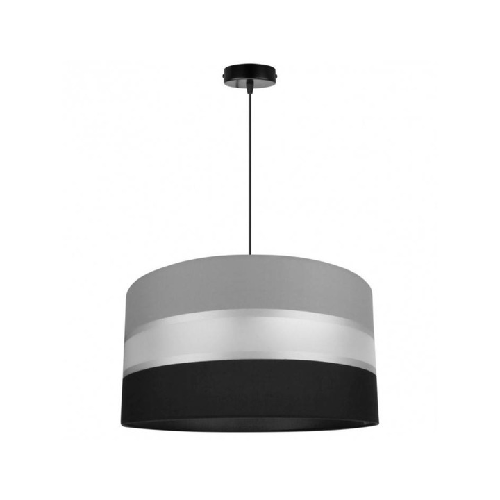 Lustra suspendata, Light Home, Elegance, 1 punct de lumina, E27, 230V, 60W, 90x40cm, Clasa A, LED, Metal, Negru/Gri/Alb