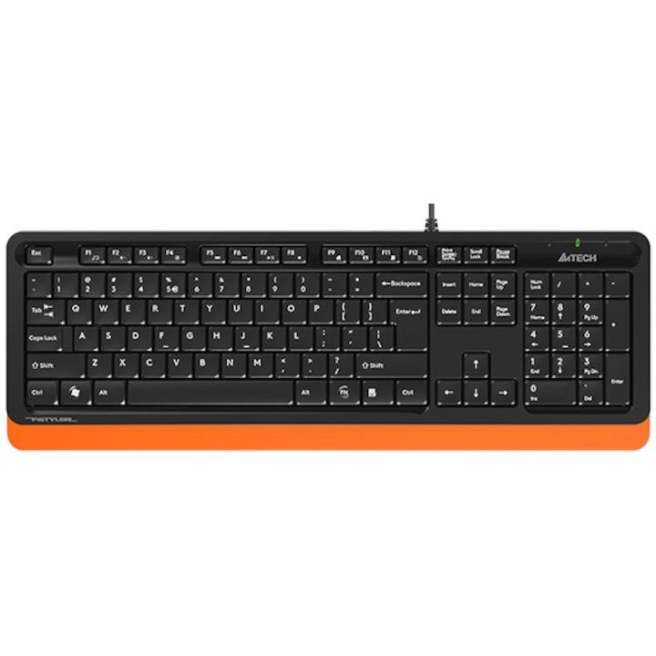 Tastatura A4tech, Fstyler USB, cu fir, 104 taste format standard, USB, Negru/Portocaliu