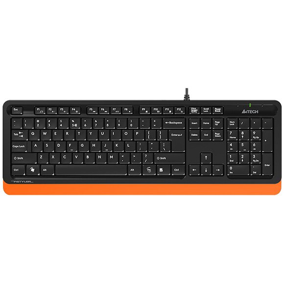Tastatura A4tech, Fstyler USB, cu fir, 104 taste format standard, USB, Negru/Portocaliu