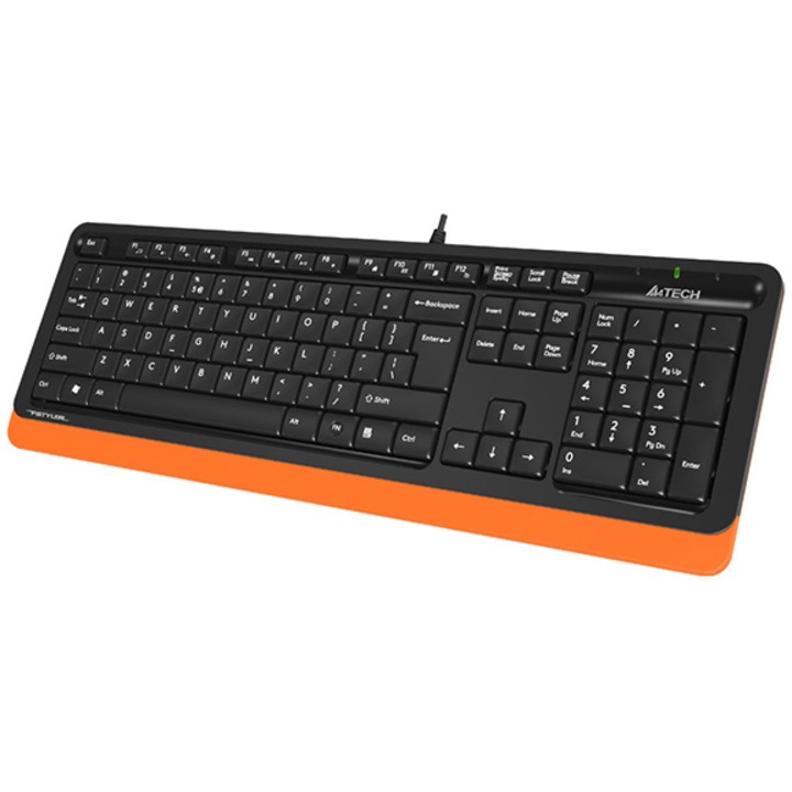 Клавиатура A4tech, Fstyler USB, С кабел, 104 клавиша стандатерн формат, USB, Черен/Оранжев