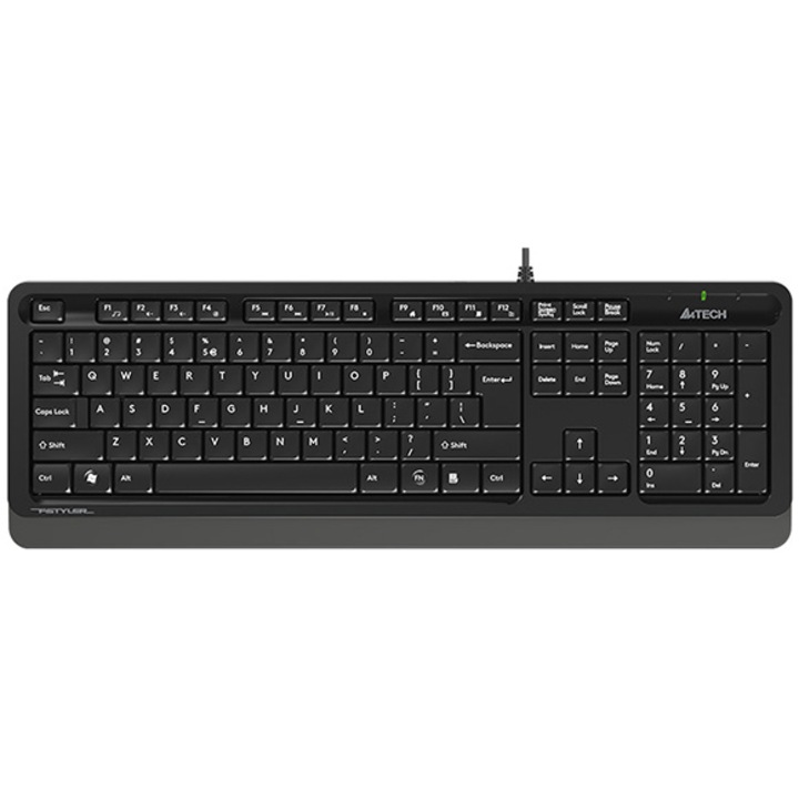 Tastatura A4tech, Fstyler USB, cu fir, 104 taste format standard, USB, Negru/Gri