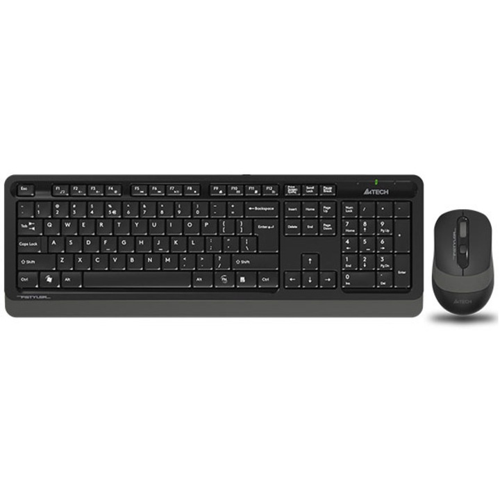 Kit Tastatura si Mouse A4tech, Fstyler FG10+FGK10, wireless, 104 taste format standard, Mouse 2000dpi, 4/1 butoane, Negru/Gri