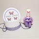 Trusou botez personalizat pentru fete Fluturasi Mov cu Lumanare si Cutie Trusou
