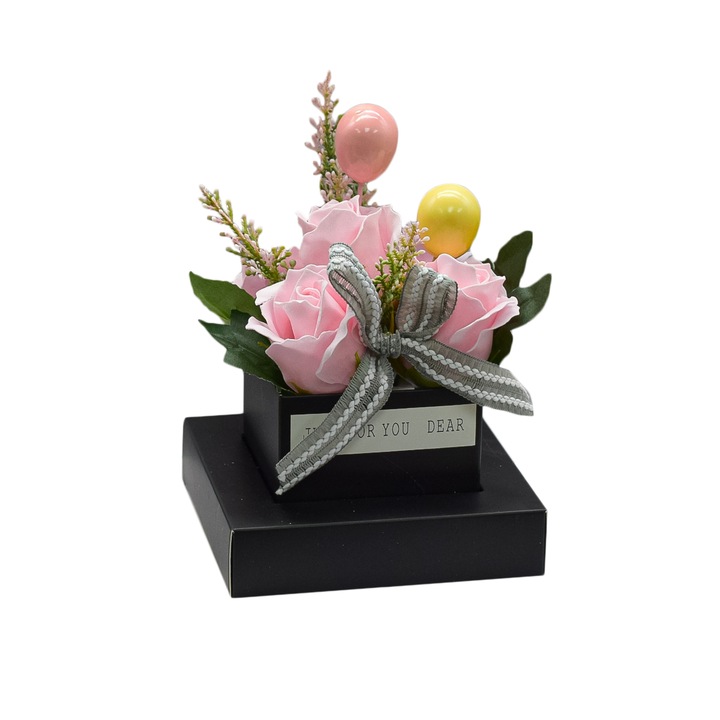 Аранжировка с цветя, D4077, розов, 16x12x12 см