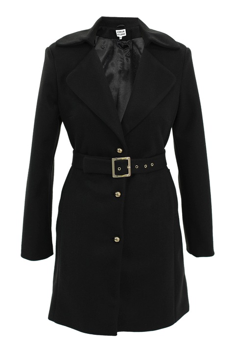 ambar studio, Palton din amestec de lana cu o curea asortata, Negru