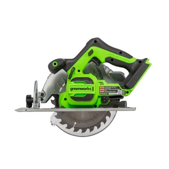 Ferastrau circular fara fir, Greenworks, GD24CS, 24V, fara perie de carbune, fara baterie si incarcator, Negru/Verde