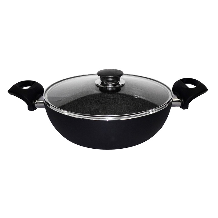 Tigaie antiaderenta cu capac Ballarini Bologna BLG32, Granit, 28x6.5 cm, Negru